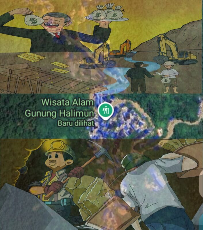 Gambar ilustrasi penambang emas Ilegal yang merusak alam Taman Nasional Gunung Halimun-Salak