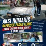 Aksi Humanis Kapolsek Pasar Kemis, Bantu Evakuasi Mobil Mogok di Jalan Rusak